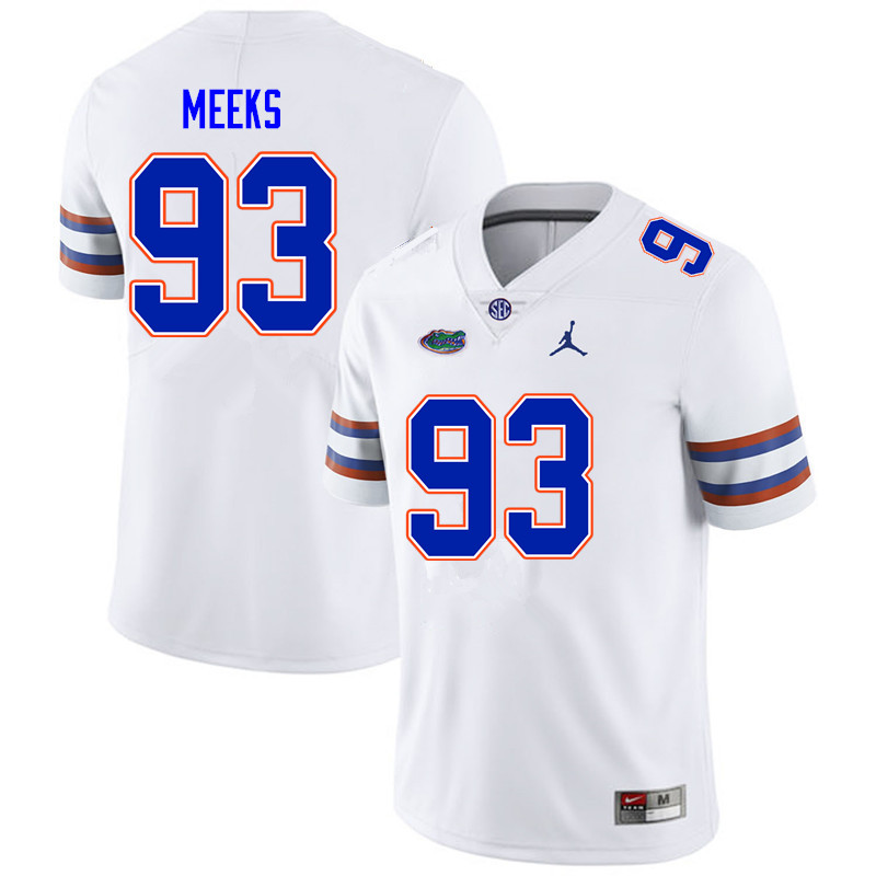 Men #93 Dylan Meeks Florida Gators College Football Jerseys Sale-White - Click Image to Close